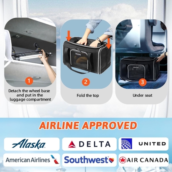 ‼️Airplane Approved Pet Carrier with Wheels‼️ - Picture 6 of 13